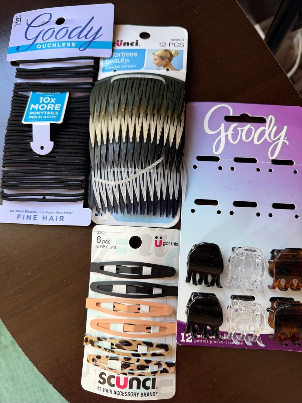 Hair Accessory Bundle - Assorted Black, Brown, Clear & Peach Clips